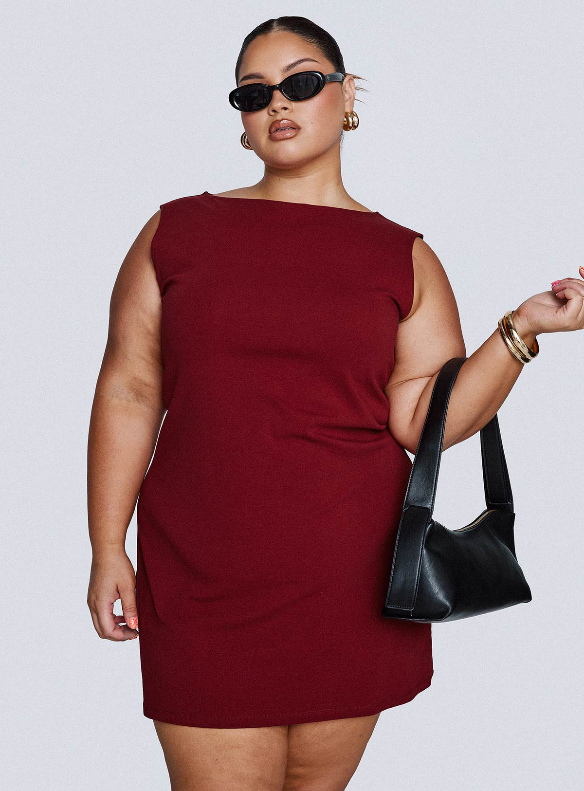 Zimmie Mini Dress Burgundy Curve