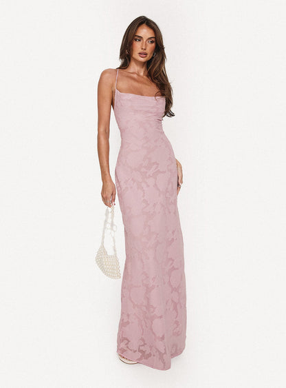 Celena Maxi Dress Light Pink Burnout
