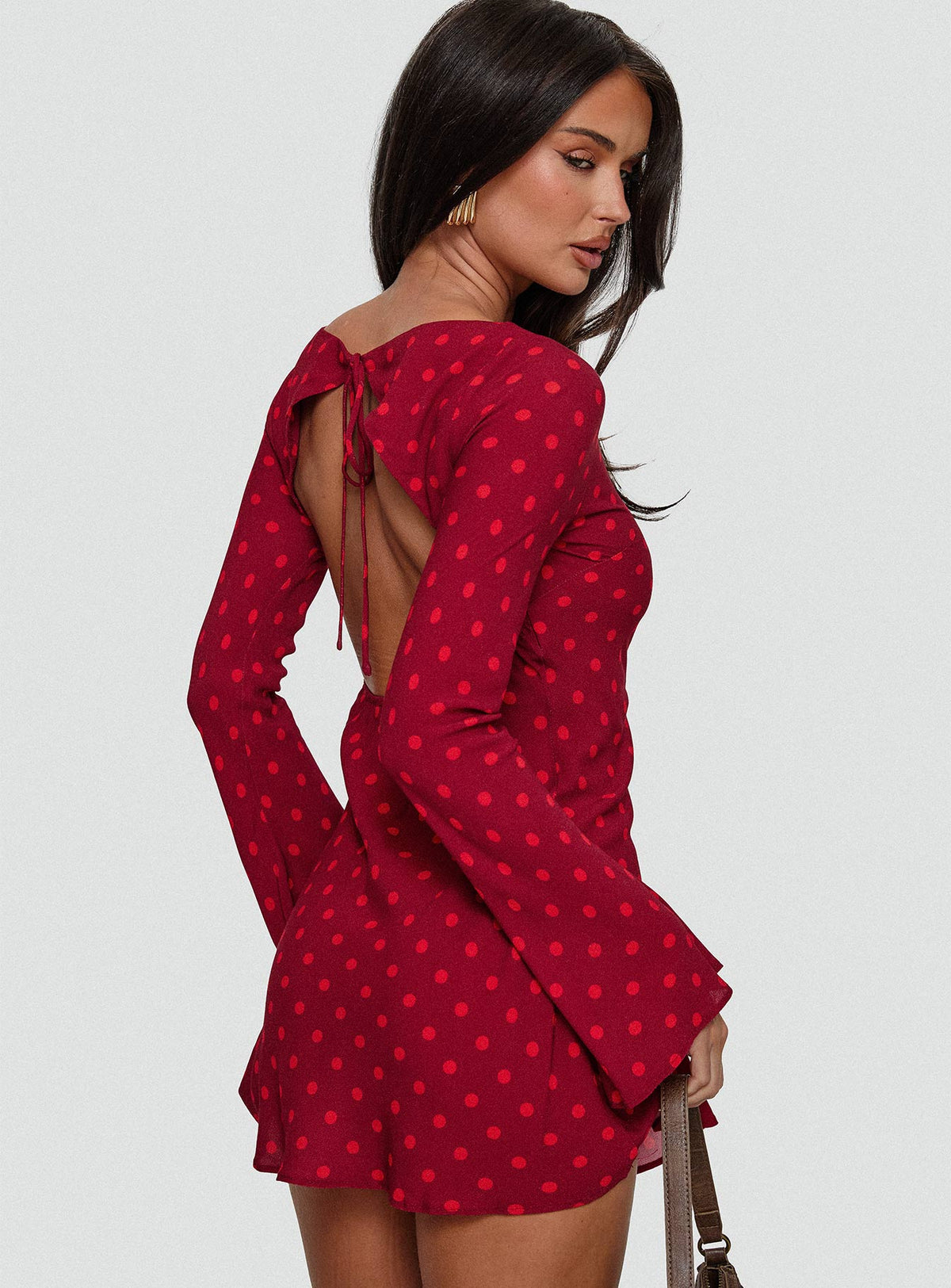 Good Graces Long Sleeve Mini Dress Red Dot