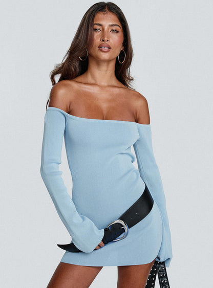 Parisa Long Sleeve Mini Dress Blue