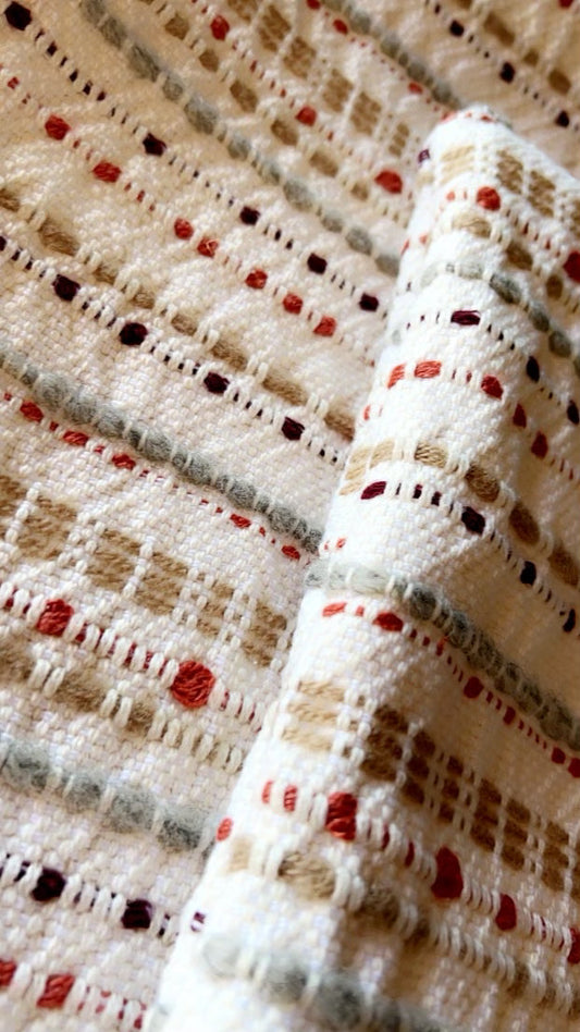 Sale: 16x16 Wool Orange Grey Cream Woven Stripe Pillow Cover - Annabel Bleu