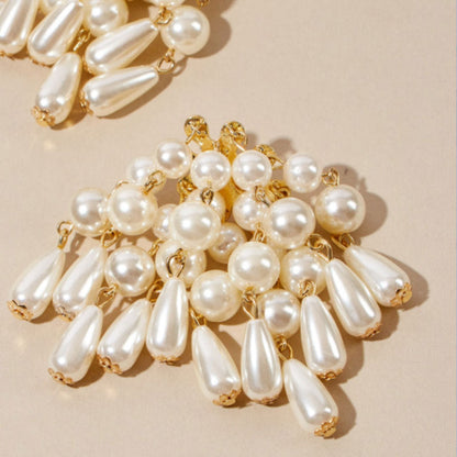 Chunky Faux Pearl Cluster Earrings