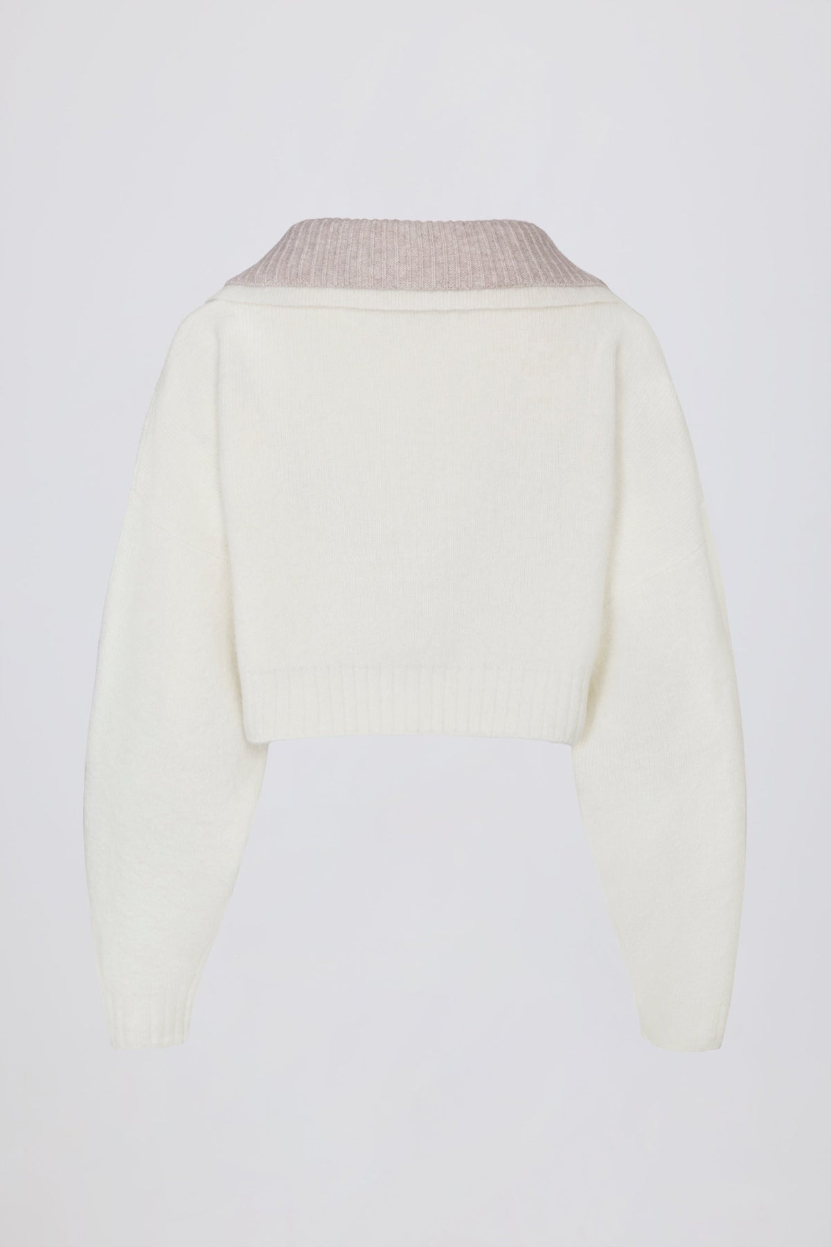 Soft Knit Layered Collar Cropped Jumper in Ivory