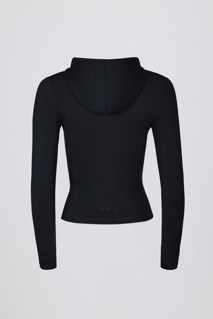 Soft Active Hooded Mid-Layer Jacket in Black