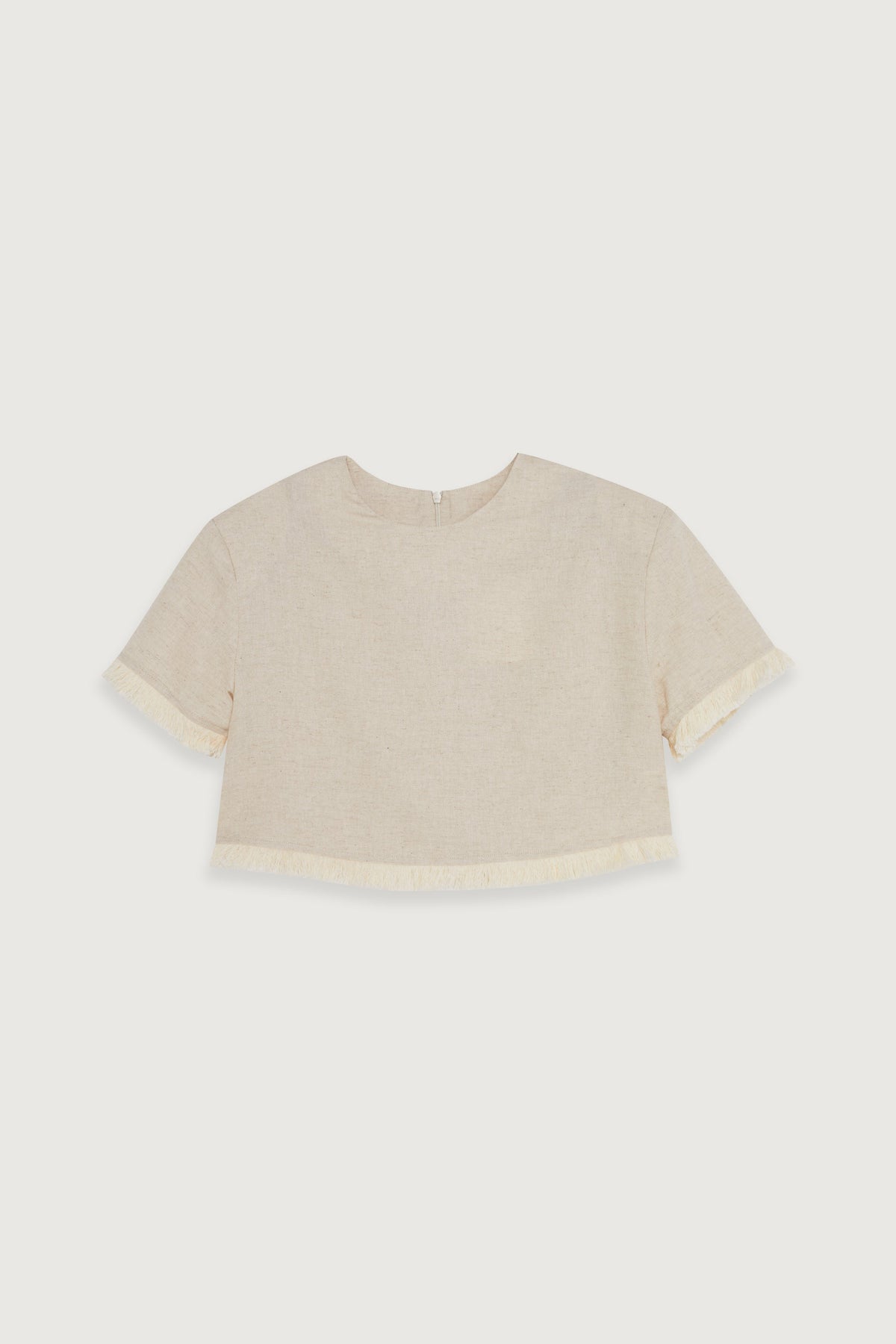 CROPPED TOP WITH FRINGED TRIMS