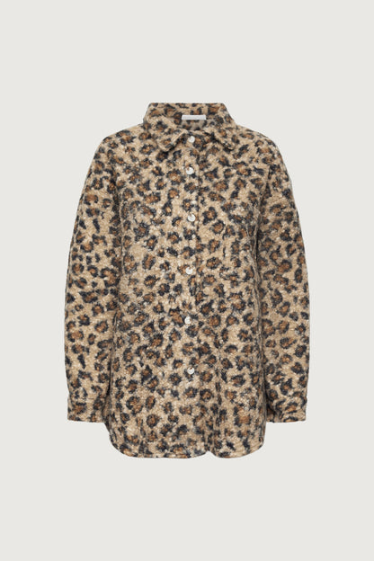 LEOPARD PRINT FLEECE SHIRT