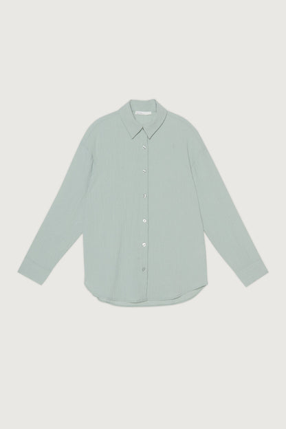 CRINKLE BUTTON UP