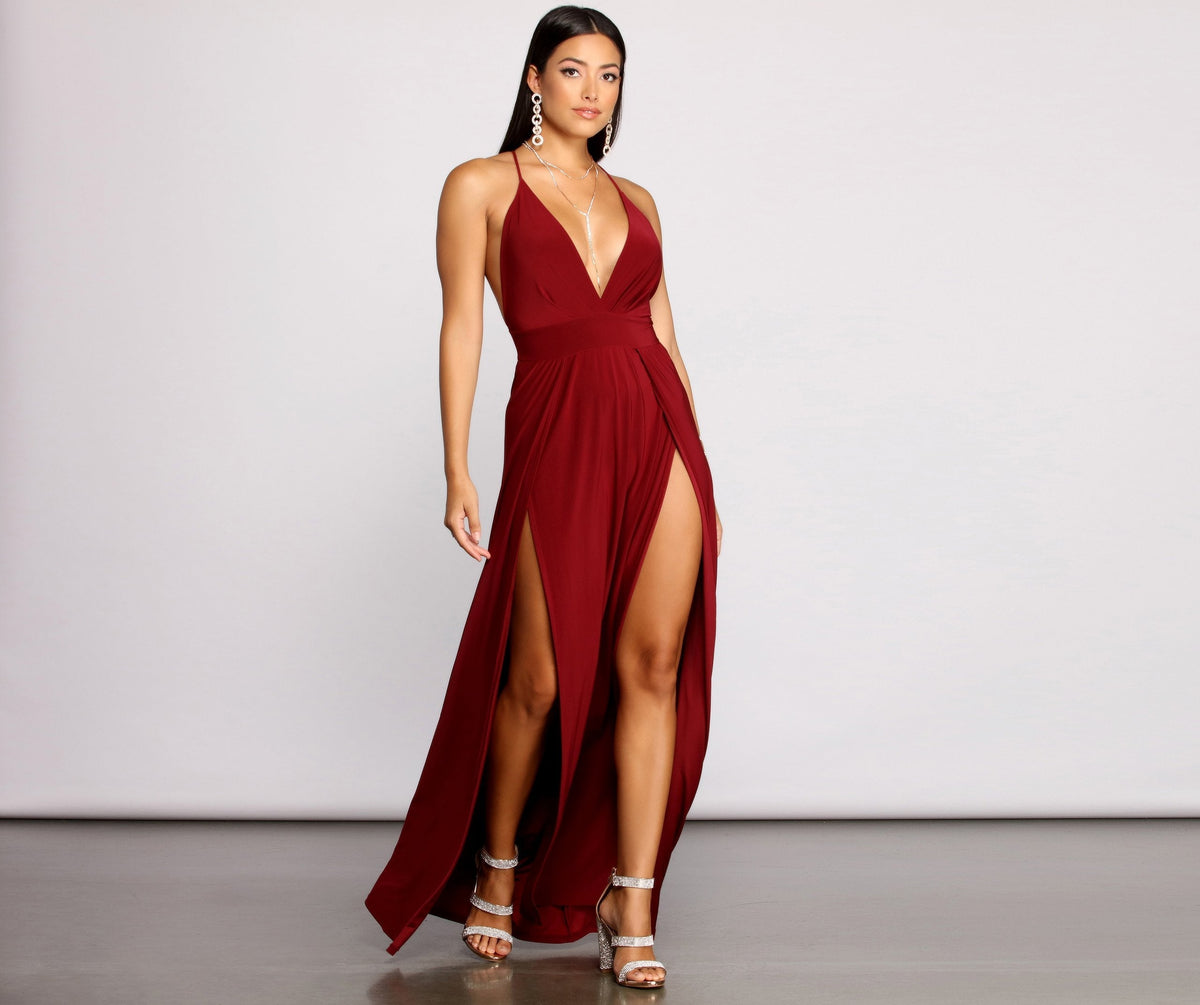 Brie Double Slit A-Line Formal Dress