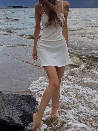White Summer Beach Mini Dress