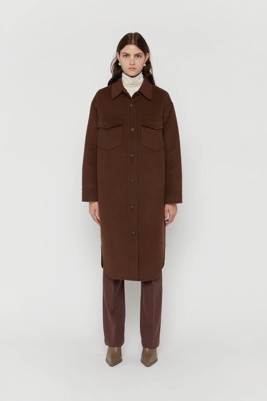 OVERSIZED WOOL BLEND MIDI SHACKET