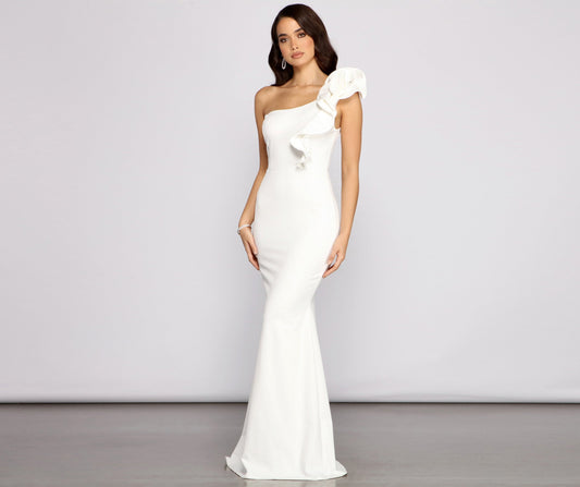 Diana Formal One Shoulder Ruffle Dress