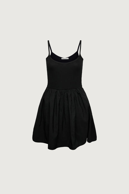 KNIT AND NYLON MINI DRESS