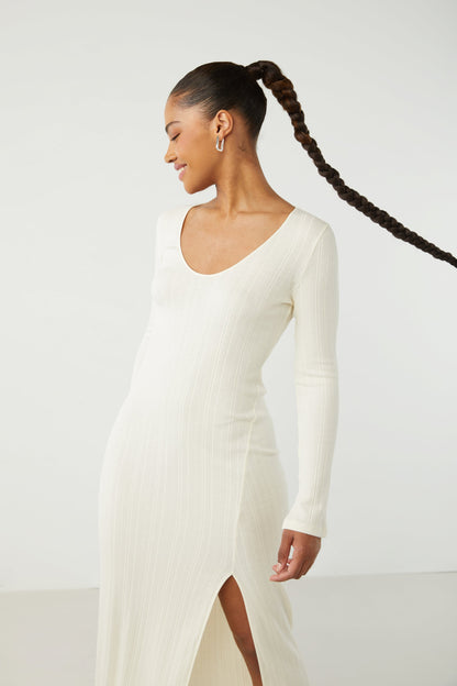 HIGH FRONT SLIT MIDI DRESS