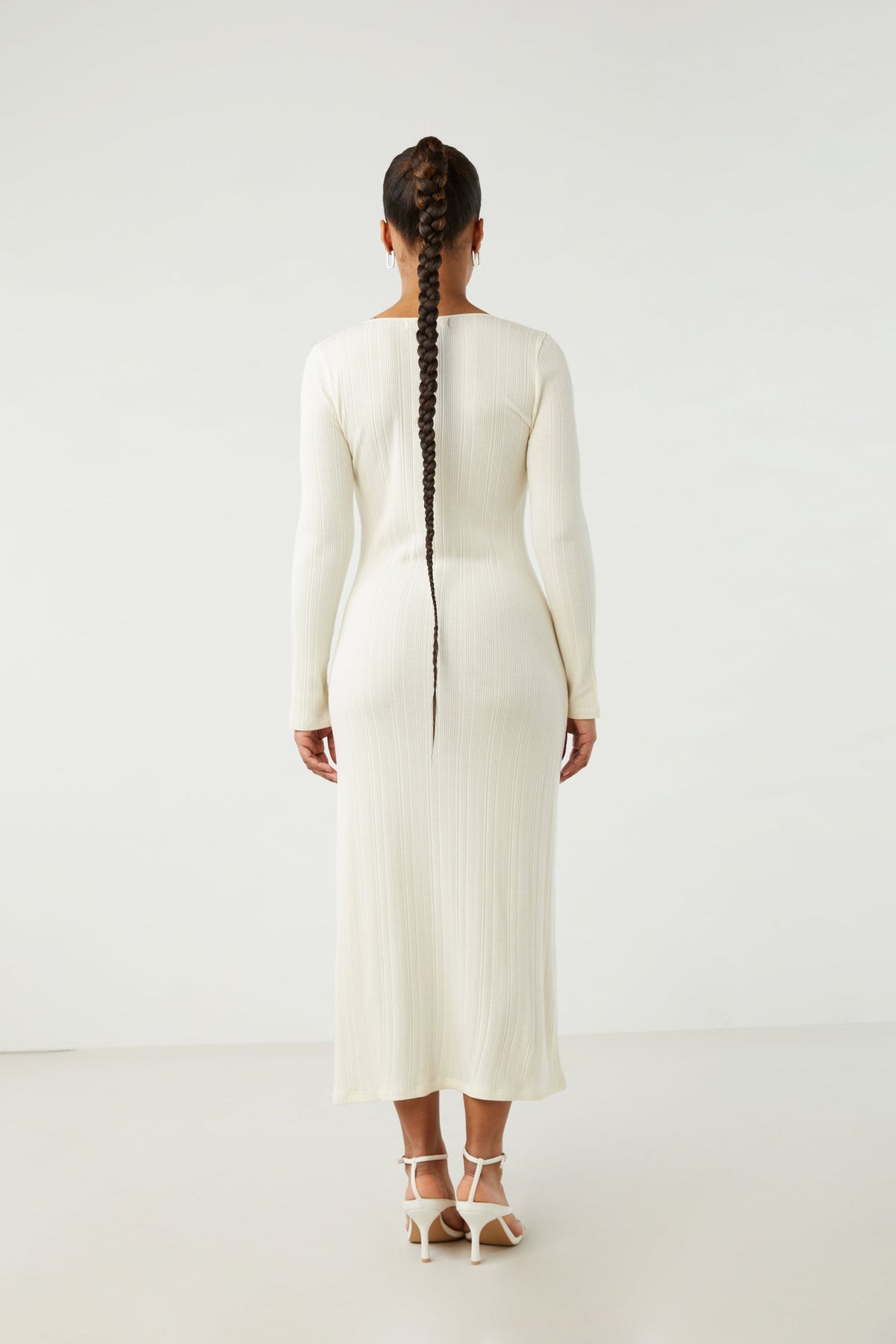 HIGH FRONT SLIT MIDI DRESS