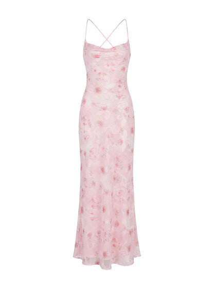 Celena Maxi Dress Pink Floral Burnout