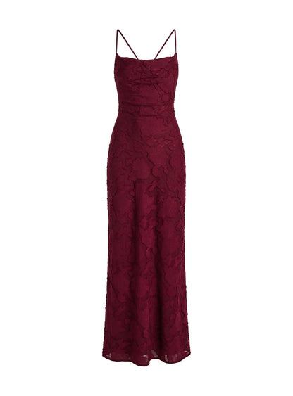 Celena Maxi Dress Burgundy Burnout