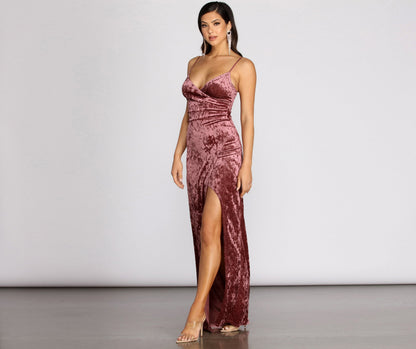 Halle Formal Velvet Wrap Dress