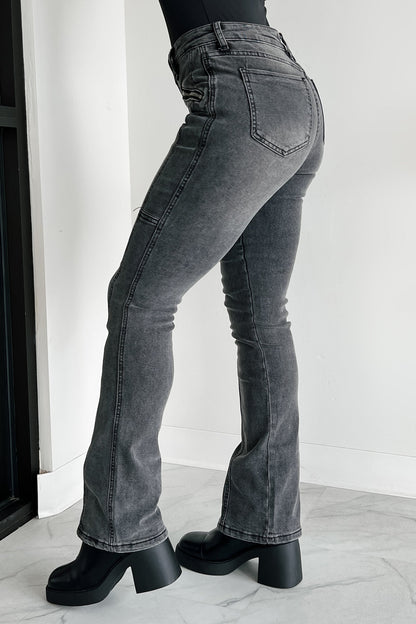 Calix Zipper Pocket Almost Famous Bootcut Jeans (Black Denim)