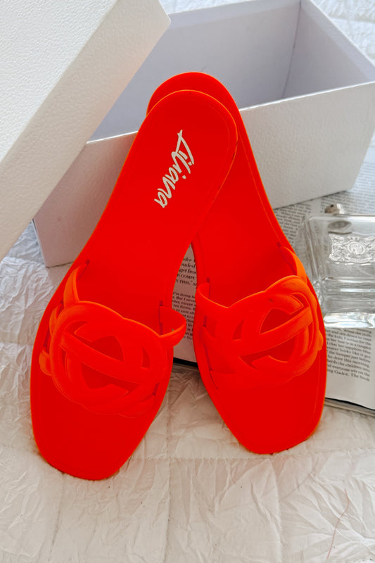 Party Animal Cut-Out Jelly Sandals (Orange)