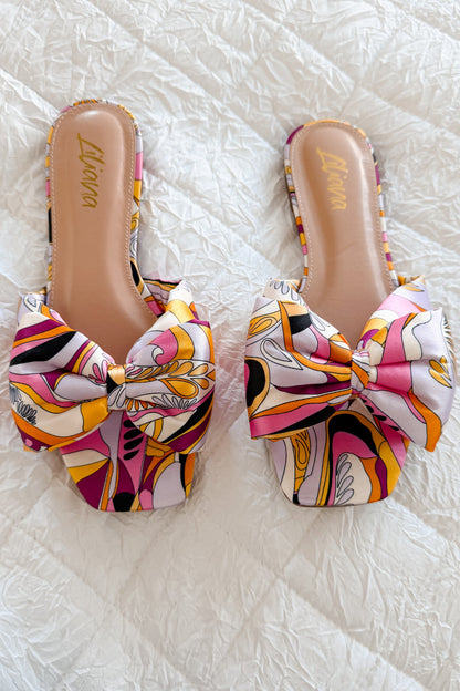 Boardwalk Bliss Square Toe Bowtie Sandals (Fuchsia)