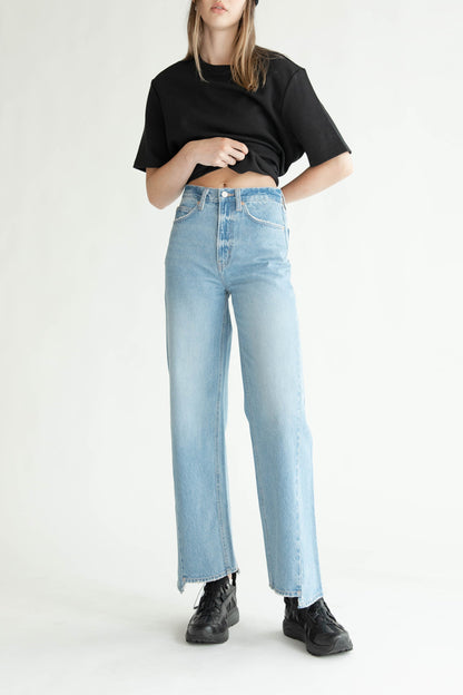 OAK 23 REMIX ASYMMETRICAL HEM HIGH-RISE JEAN