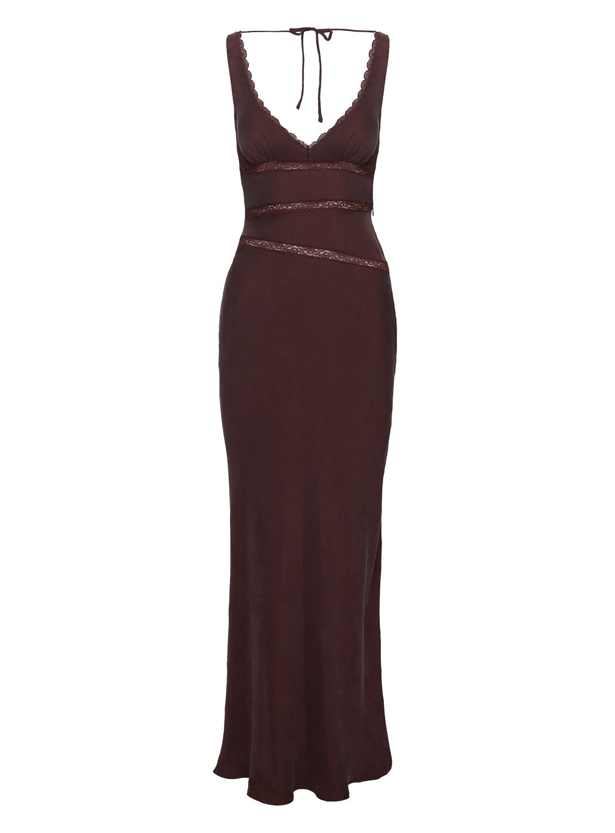 Karlotta Lace Bias Maxi Dress Brown
