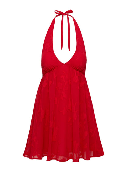 Moriah Halter Mini Dress Red