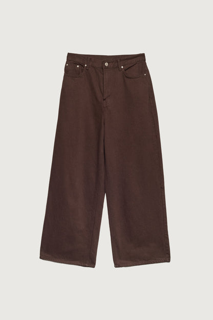 BROWN TWILL WIDE LEG PANT