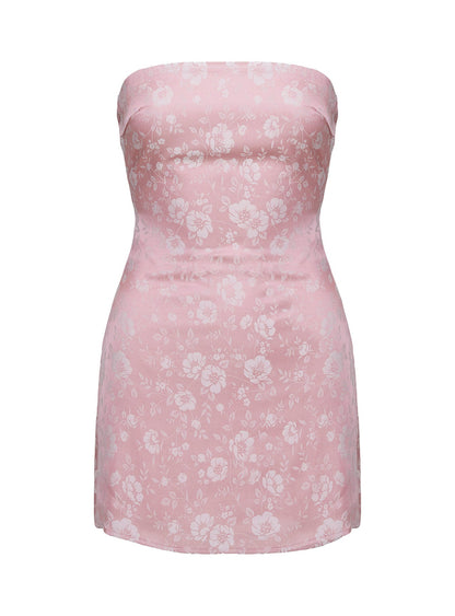 Ramie Strapless Mini Dress Dusty Pink