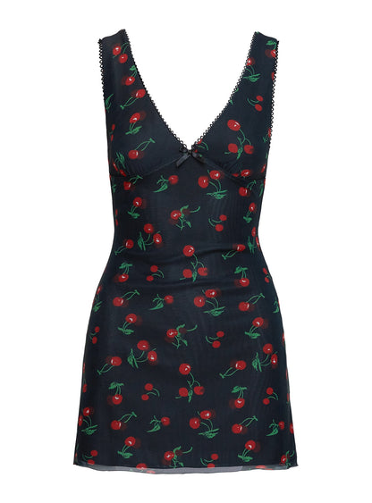 Rosaria Mini Dress Black / Cherries