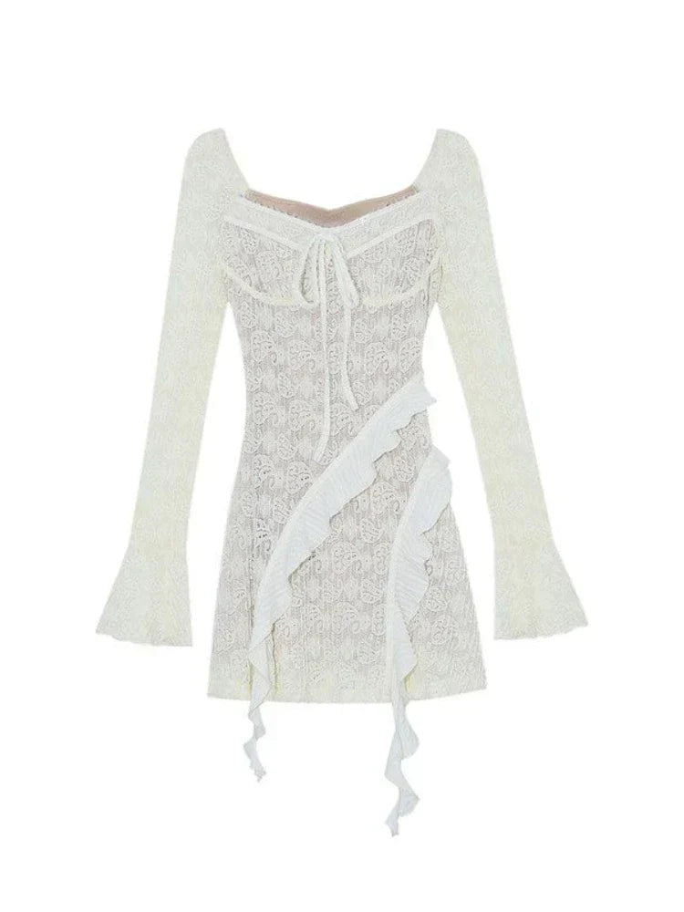 Voguable  French Elegant Y2k Mini Dress Woman Short Party Pure Color Casual Dress Office Lady One Piece Dress Korean Fashion