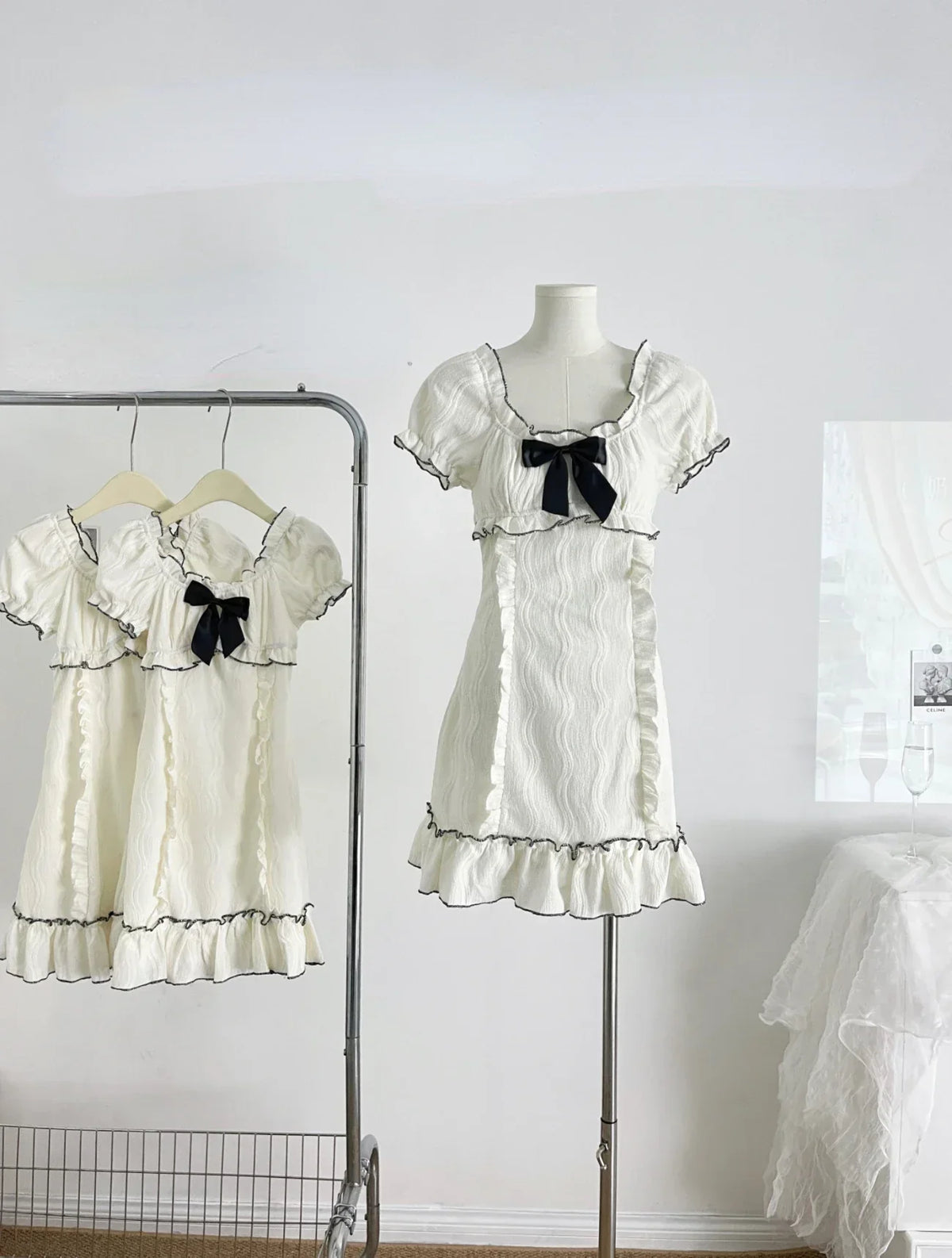 Voguable Woman Short Sleeve Y2k Mini Dress Party Slim Sweet Bow Dress Casual Outwear One Piece Dress Korean Chic