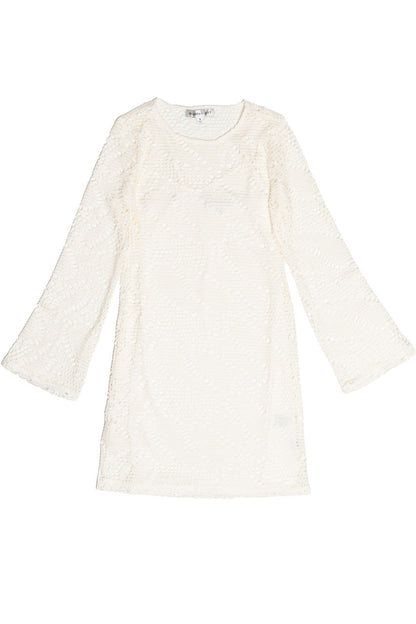 Bell Sleeve Crochet Dress With Slip