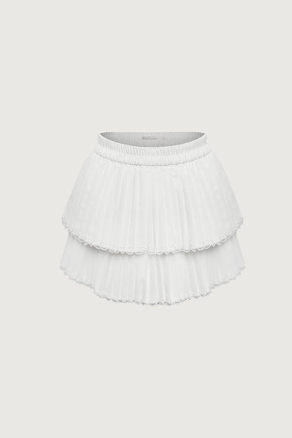 PLEATED TIERED MINI SKORT