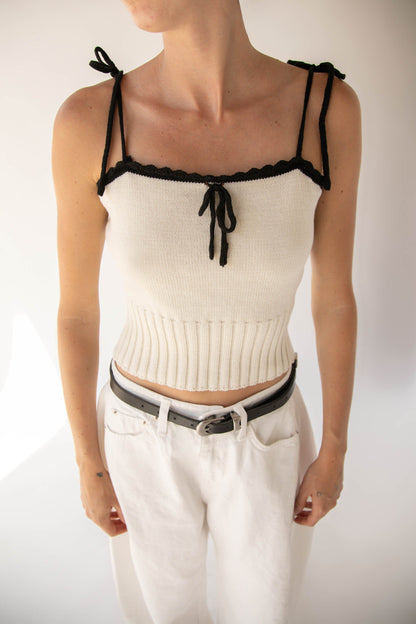 CONTRAST STITCH KNIT TANK