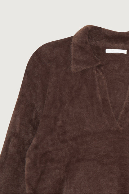 FUZZY COLLARED SWEATER