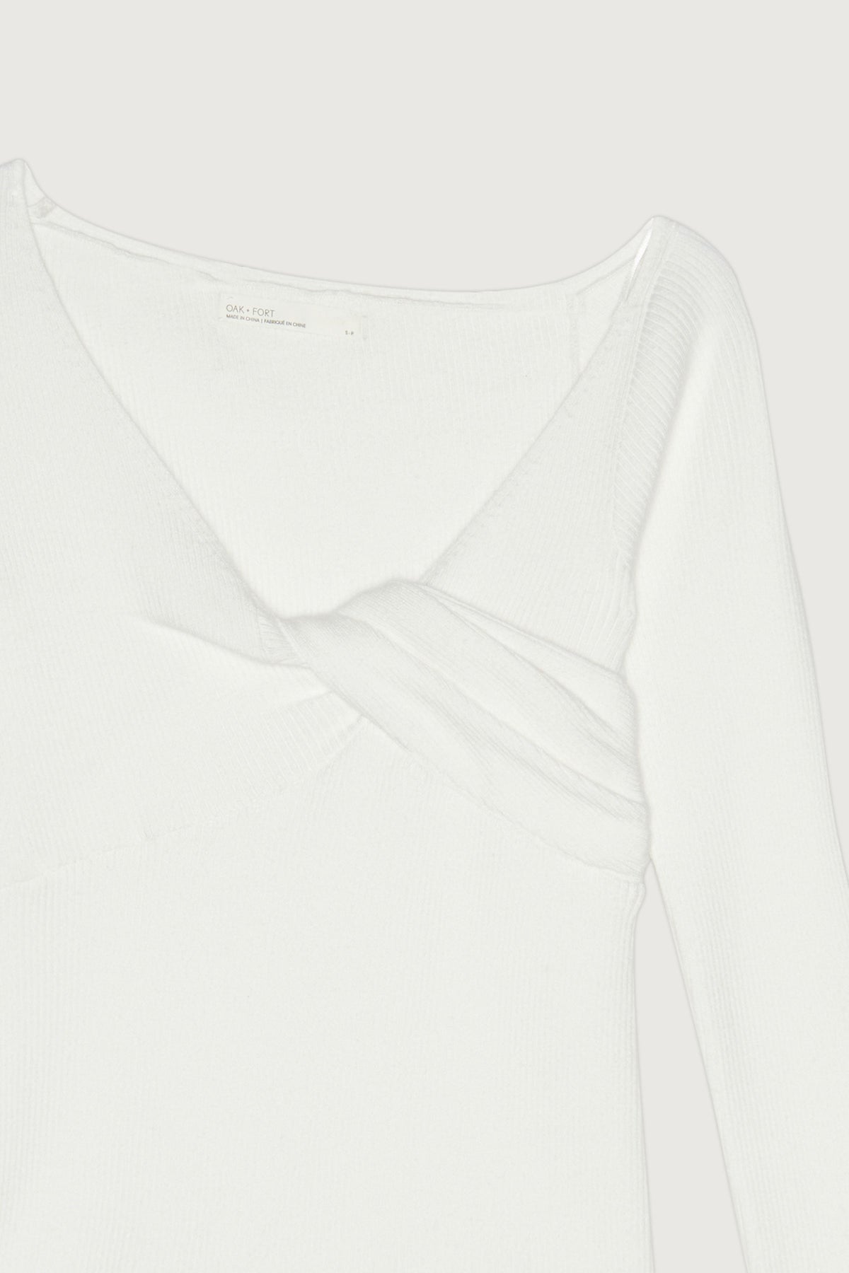 OFF SHOULDER FRONT TWIST SWEATER