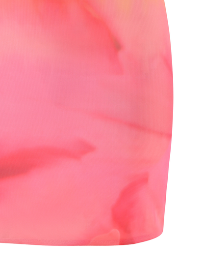 CHER MINI DRESS - PINK : MACRO FLORAL : PINK HIBISCUS