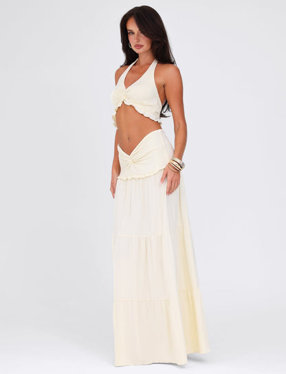KATYA MAXI SKIRT - WHITE : CREAM