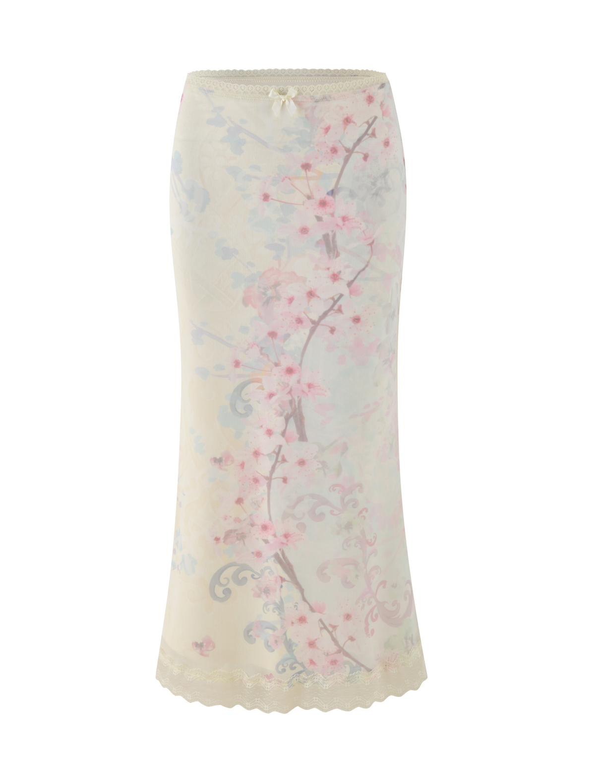LONIE MIDI SKIRT - NEUTRAL : FLORAL : WASHED CHERRY BLOSSOM
