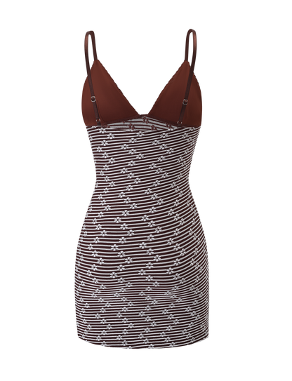 SAHRA MINI DRESS - CHOCOLATE BROWN STRIPE