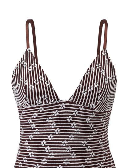 SAHRA MINI DRESS - CHOCOLATE BROWN STRIPE