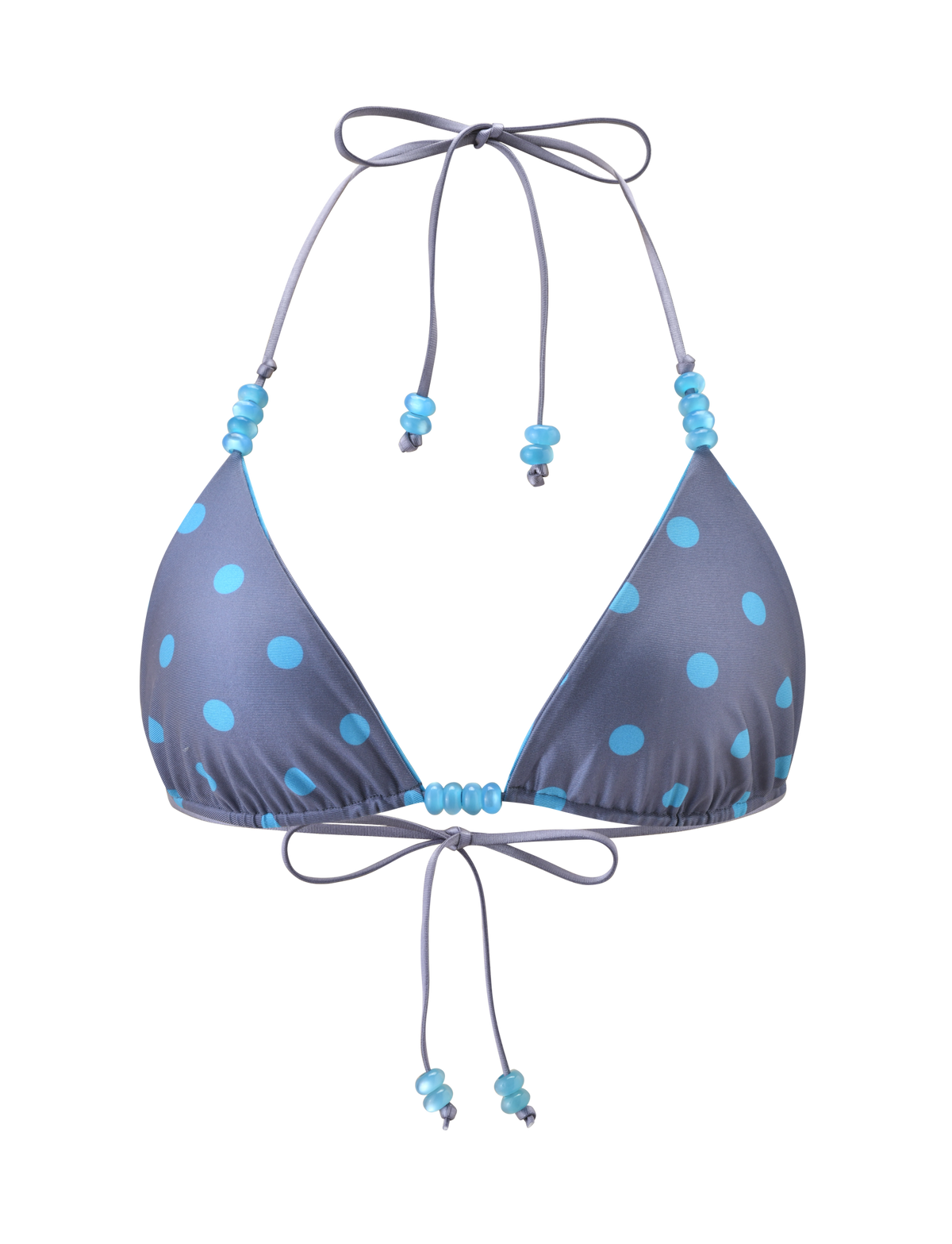 FINLEA REVERSIBLE BIKINI TOP - BLUE GREY DOT AND STRIPE