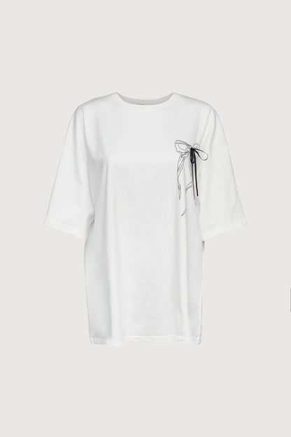 OVERSIZED T-SHIRT WITH BOW GRAPHIC