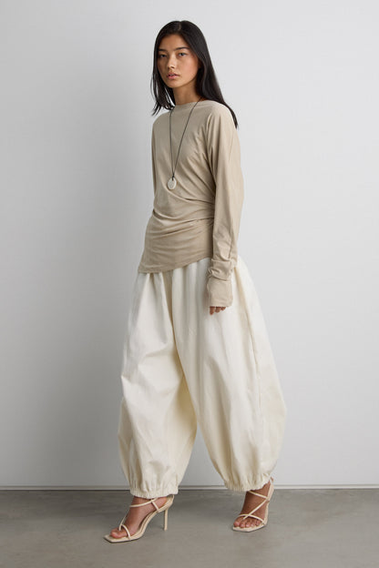 DRAPED SLOUCHY PULLOVER SHIRT