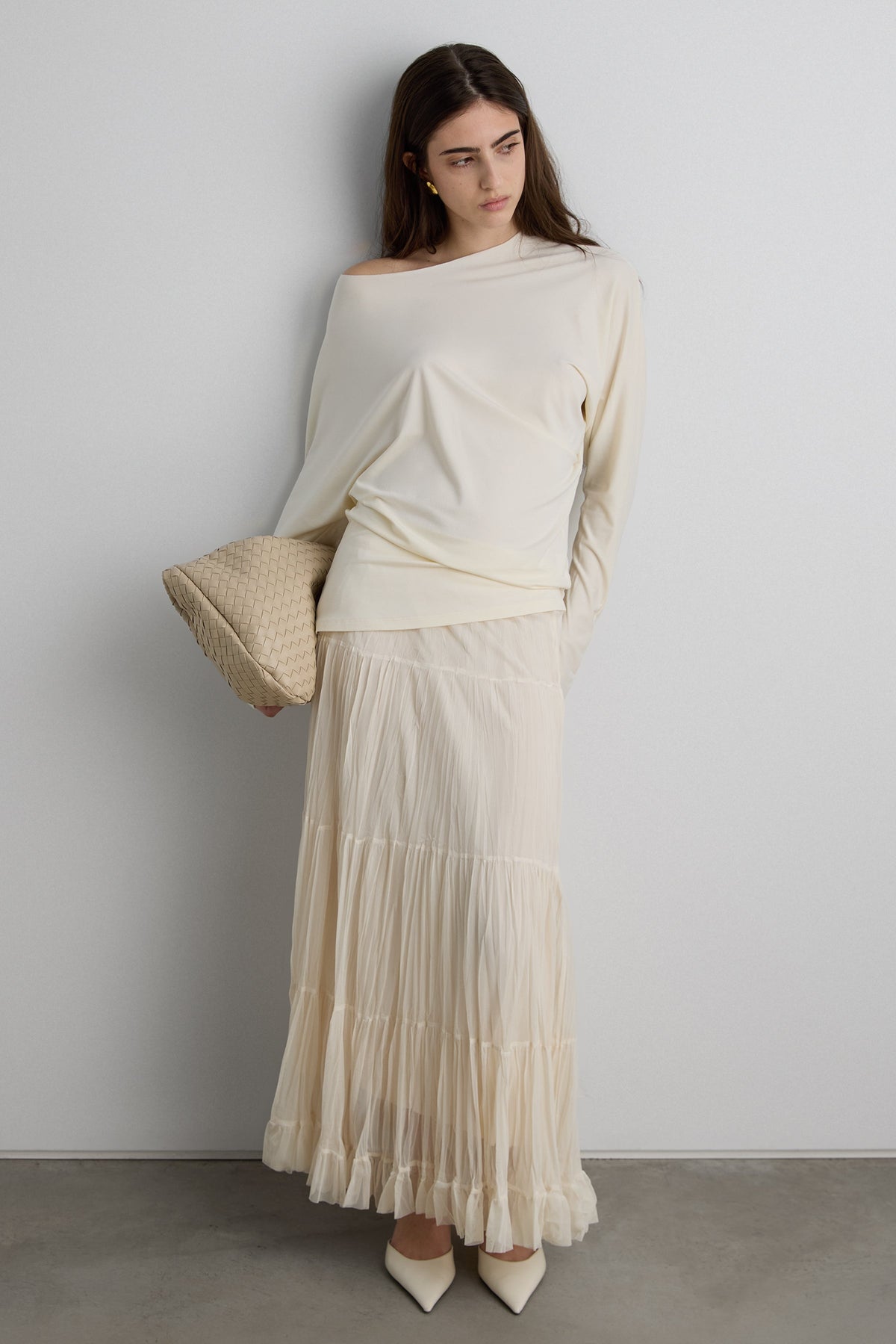 DRAPED SLOUCHY PULLOVER SHIRT