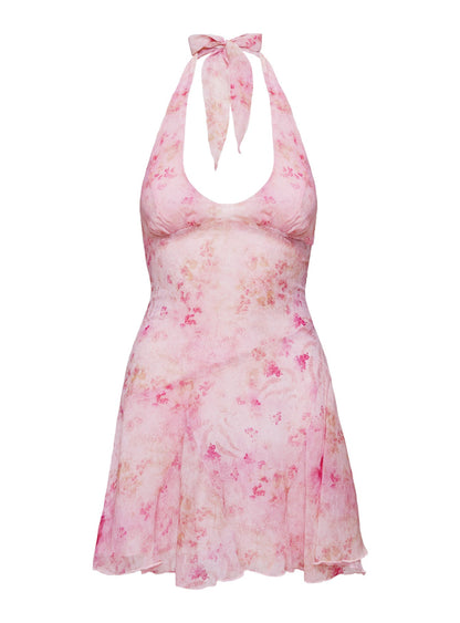 Valorie Halter Mini Dress Pink Petite