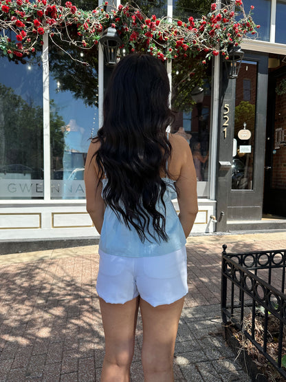 Wendy Peplum Tank Top- Blue