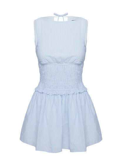 Yennifer Shirred Mini Dress Blue / White