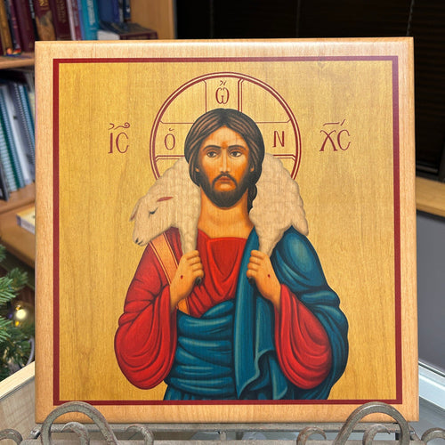 Ad Crucem Jesus our Shepherd Printed Icon with Patina